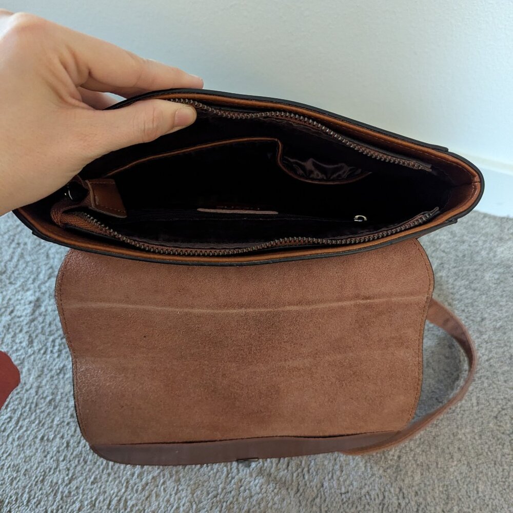 HESHE Brown Leather Backpack - Picture 5 of 6